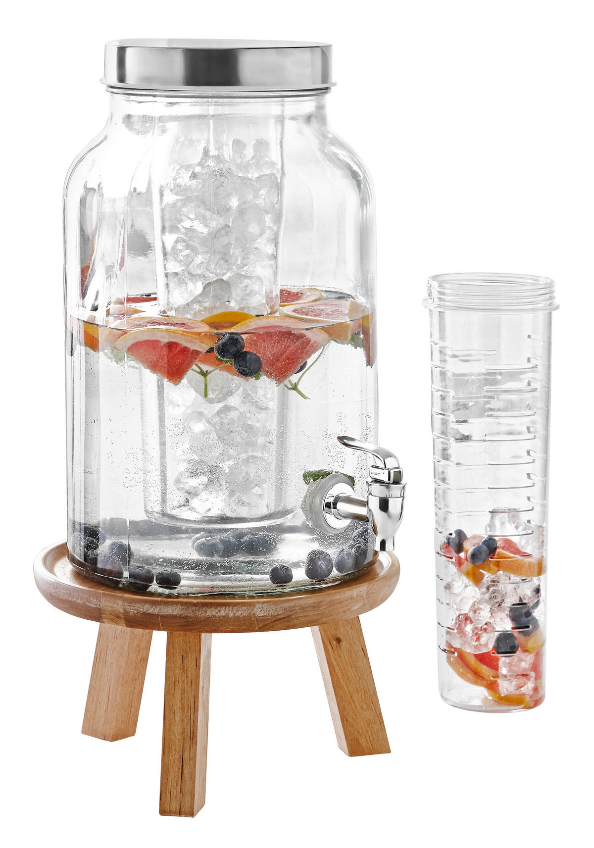 Dispenser bauturi 5,6 L  - culoare inox/transparent, Basics, plastic/sticlă (5,6l) - Novel