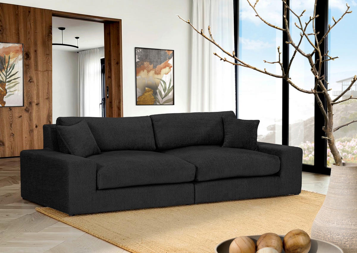 BIGSOFA Struktur, Bouclé Anthrazit  - Greige/Anthrazit, MODERN, Kunststoff/Textil (240/76/125cm) - Landscape