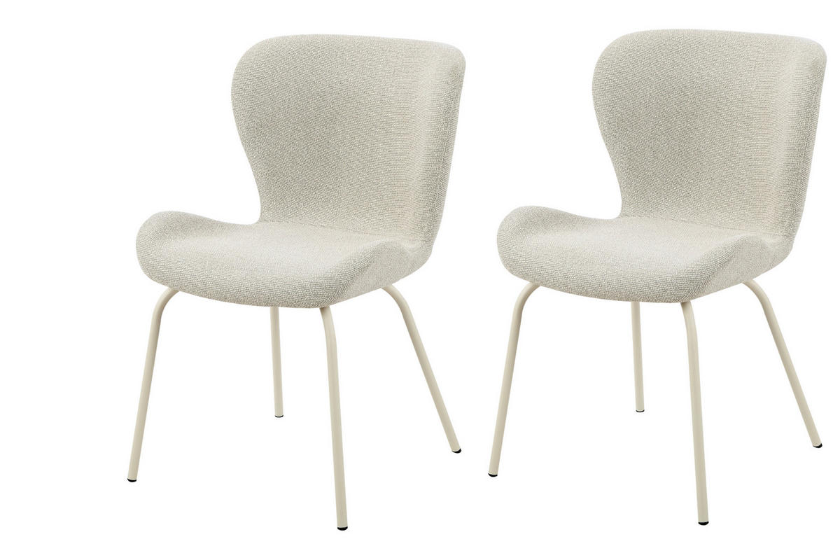 STUHL-SET 2 Stück  in Stahl Webstoff  - Beige/Creme, MODERN, Textil/Metall (50/83,5/60cm) - MID.YOU