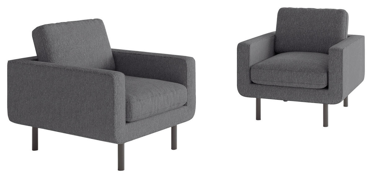 SESSEL in Flachgewebe Grau  - Schwarz/Grau, Design, Textil/Metall (70/80/92cm) - Livetastic