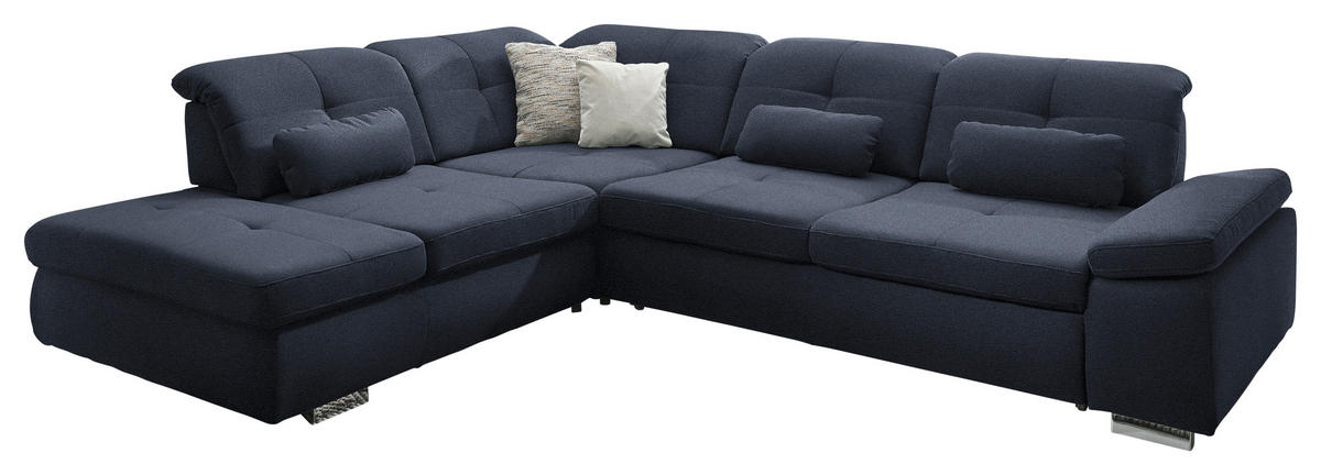ECKSOFA  in Mikrofaser Blau  260/312 cm  - Chromfarben/Blau, Design, Textil/Metall (260/312cm) - Beldomo Style