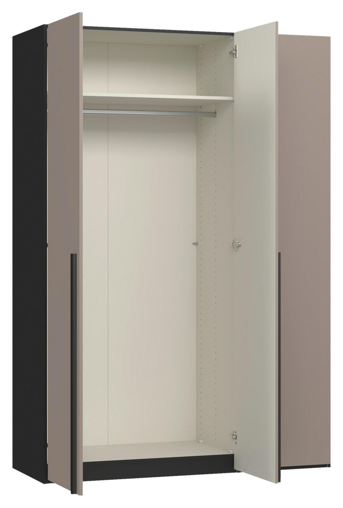 DREHTÜRENSCHRANK 152/220/59 cm,  in Schwarz, Hellbraun, 3-türig  - Hellbraun/Schwarz, Design, Glas/Holzwerkstoff (152/220/59cm) - Jutzler