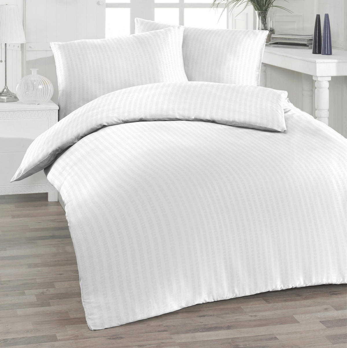 BETTWÄSCHE Seersucker 140/220 cm  - Weiß, Design, Textil (140/220cm) - Florella