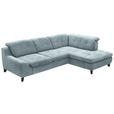 ECKSOFA in Chenille Pastellblau  - Pastellblau/Schwarz, KONVENTIONELL, Textil/Metall (281/200cm) - Carryhome