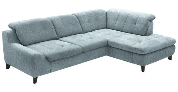 ECKSOFA in Chenille Pastellblau  - Pastellblau/Schwarz, KONVENTIONELL, Textil/Metall (281/200cm) - Carryhome