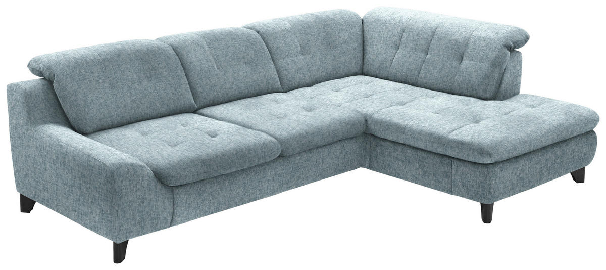HÖRNSOFFA i chenille pastellblå  - svart/pastellblå, Klassisk, metall/textil (281/200cm) - MID.YOU