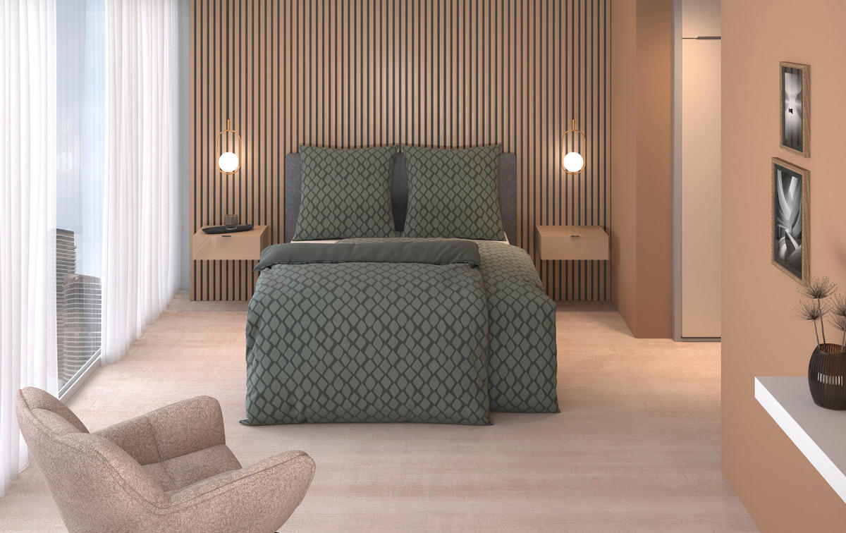 WENDEBETTWÄSCHE SNAKO Flanell 155/220 cm  - Grün, Design, Textil (155/220cm) - Dieter Knoll