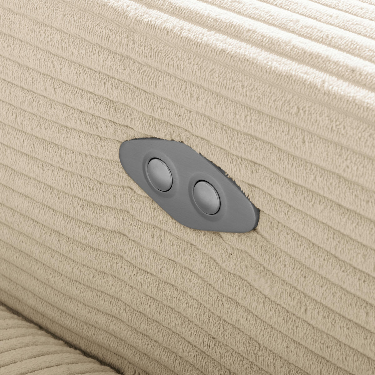 ECKSOFA RENO Beige Cord Relaxfunktion, Kopfteilverstellung  - Beige/Schwarz, Design, Kunststoff/Textil (184/248cm) - Livetastic