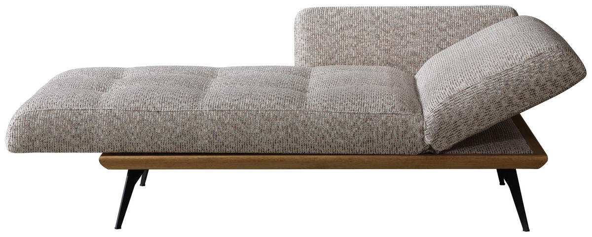 RÉCAMIERE  in Flachgewebe Beigebraun  - Beigebraun/Schwarz, Design, Holz/Textil (180/85/106cm) - Dieter Knoll