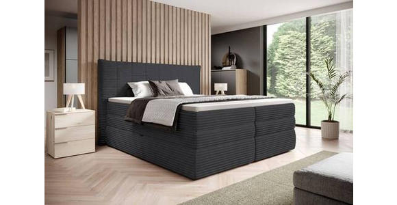 BOXSPRINGBETT 180/200 cm  in Dunkelgrau  - Dunkelgrau/Schwarz, Design, Kunststoff/Textil (180/200cm) - Esposa