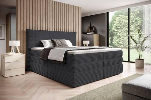 BOXSPRINGBETT 180/200 cm  in Dunkelgrau  - Dunkelgrau/Schwarz, Design, Kunststoff/Textil (180/200cm) - Esposa