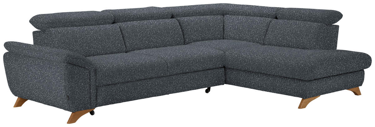 ECKSOFA in Bouclé Dunkelgrau  - Eichefarben/Dunkelgrau, Modern, Holz/Textil (287/212cm) - Valnatura