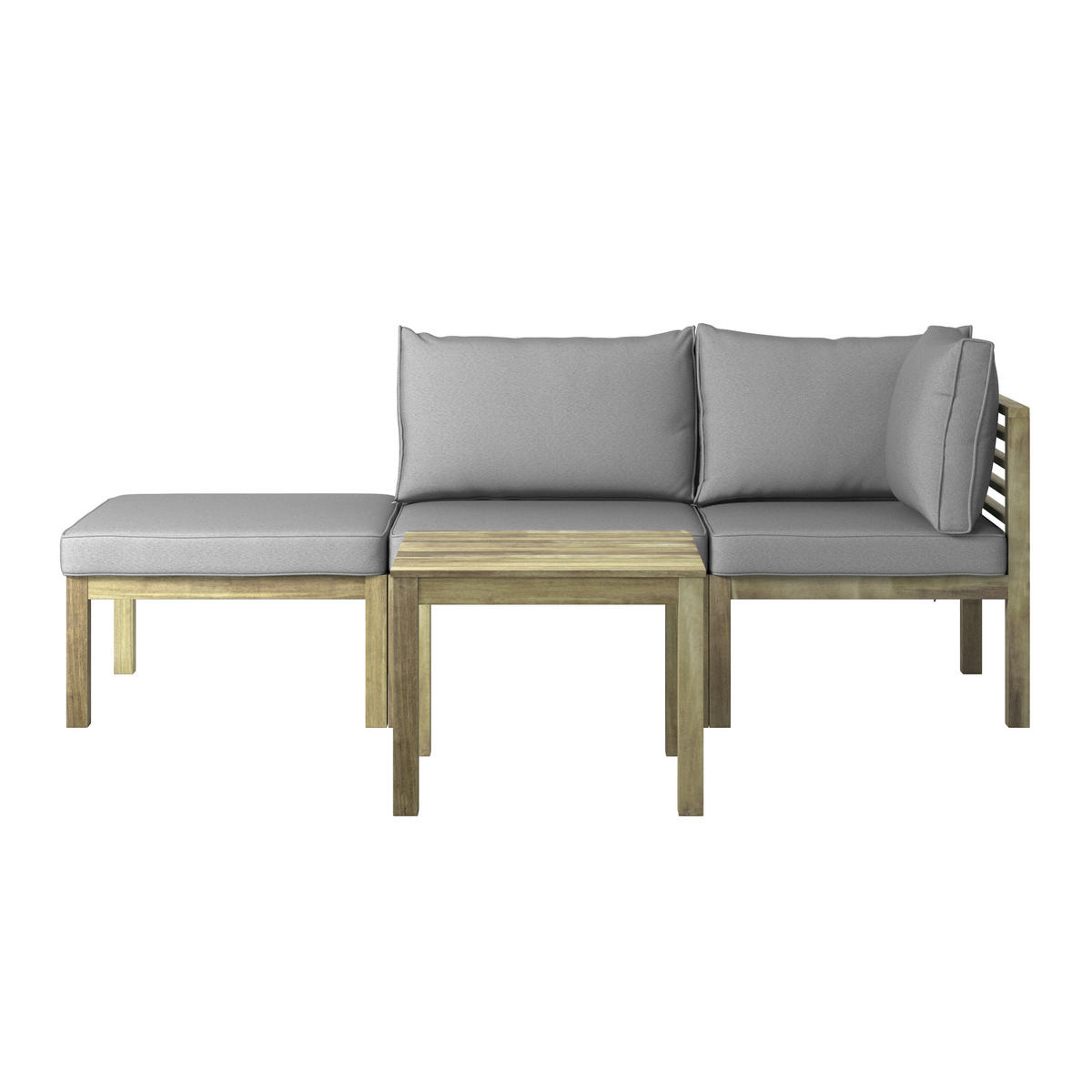 BALKONSET  10-teilig  - Hellgrau/Akaziefarben, Natur, Holz/Textil (165/65/65cm) - Ambia Garden
