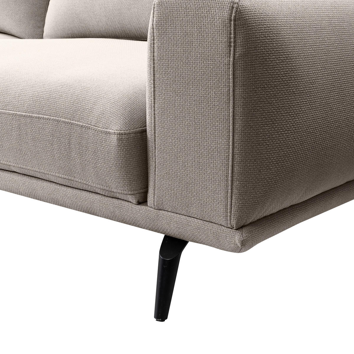 3-SITZER-SOFA in Webstoff Hellbraun  - Hellbraun/Schwarz, Modern, Textil/Metall (242/89/115cm) - MID.YOU
