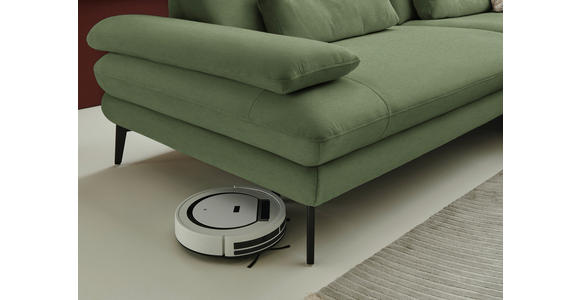 ECKSOFA  in Chenille, Flachgewebe Grün  284/180 cm  - Schwarz/Grün, Design, Textil/Metall (284/180cm) - Dieter Knoll