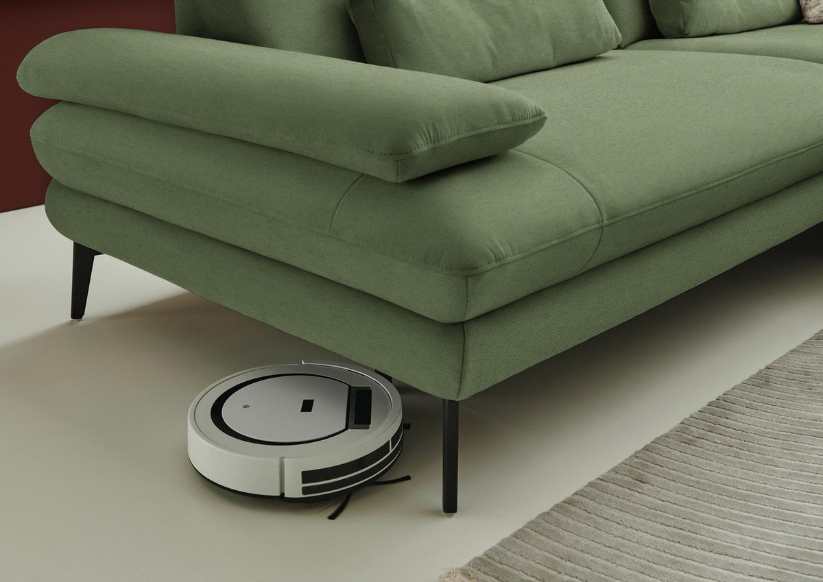 ECKSOFA  in Chenille, Flachgewebe Grün  284/180 cm  - Schwarz/Grün, Design, Textil/Metall (284/180cm) - Dieter Knoll