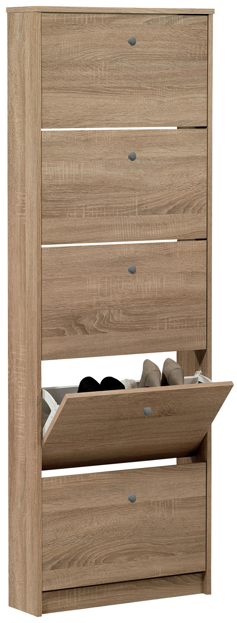 OMARA Z LOPUTAMI ZA ČEVLJE hrast sonoma - srebrne barve/hrast sonoma, Moderno, umetna masa/leseni material (58,5/169/17cm) - Carryhome