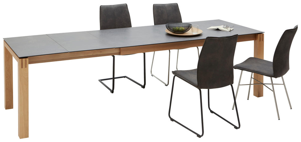 ESSTISCH in Holz, Kunststoff 180(270)/90/76 cm  - Eichefarben/Graphitfarben, Design, Holz/Kunststoff (180(270)/90/76cm) - Dieter Knoll