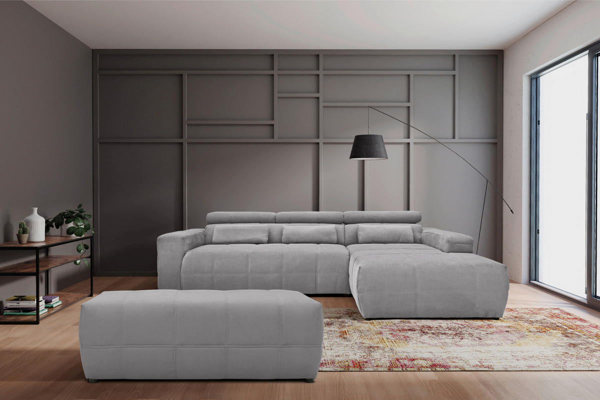 HOCKER in Textil Silberfarben  - Silberfarben/Schwarz, Design, Kunststoff/Textil (150/60/40cm) - MID.YOU