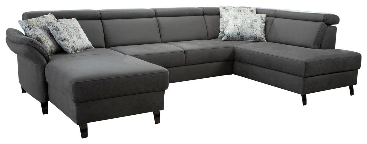 WOHNLANDSCHAFT Anthrazit Mikrofaser  - Anthrazit/Schwarz, KONVENTIONELL, Textil/Metall (165/317/193cm) - Sit & More