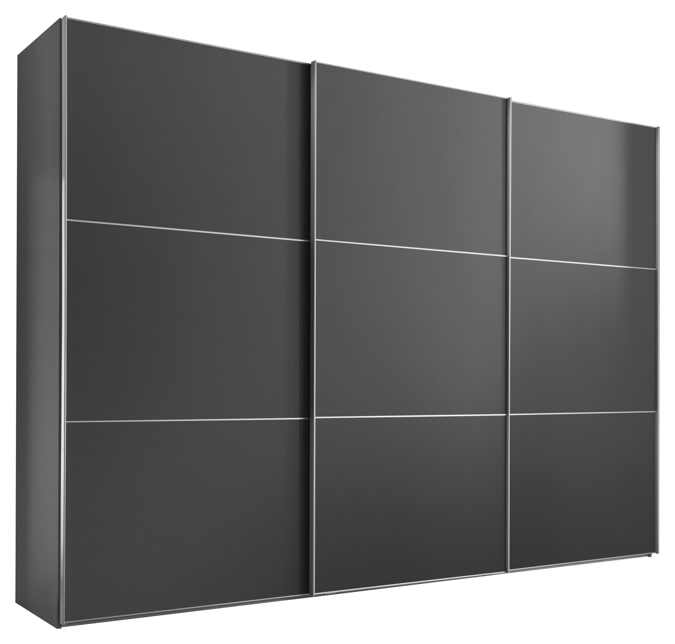 SCHWEBETÜRENSCHRANK in Anthrazit  - Anthrazit/Alufarben, Holzwerkstoff/Metall (298/222/68cm) - Moderano