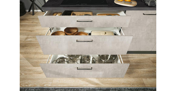 ECKKÜCHE 220/120 cm  in Graphitfarben, Schwarz, Weiß  - Schwarz/Graphitfarben, Design, Holzwerkstoff/Metall (220/120cm) - Xora