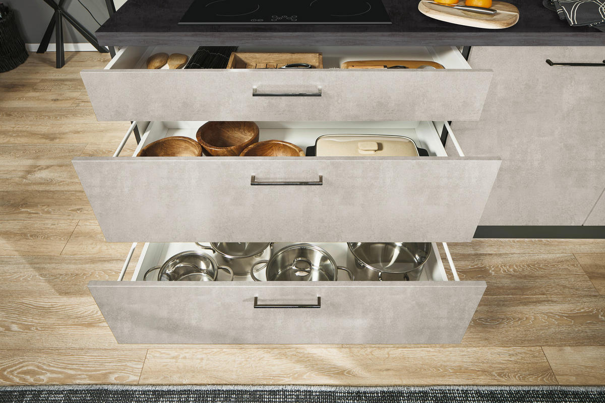 ECKKÜCHE 220/120 cm  in Graphitfarben, Schwarz, Weiß  - Schwarz/Graphitfarben, Design, Holzwerkstoff/Metall (220/120cm) - Xora