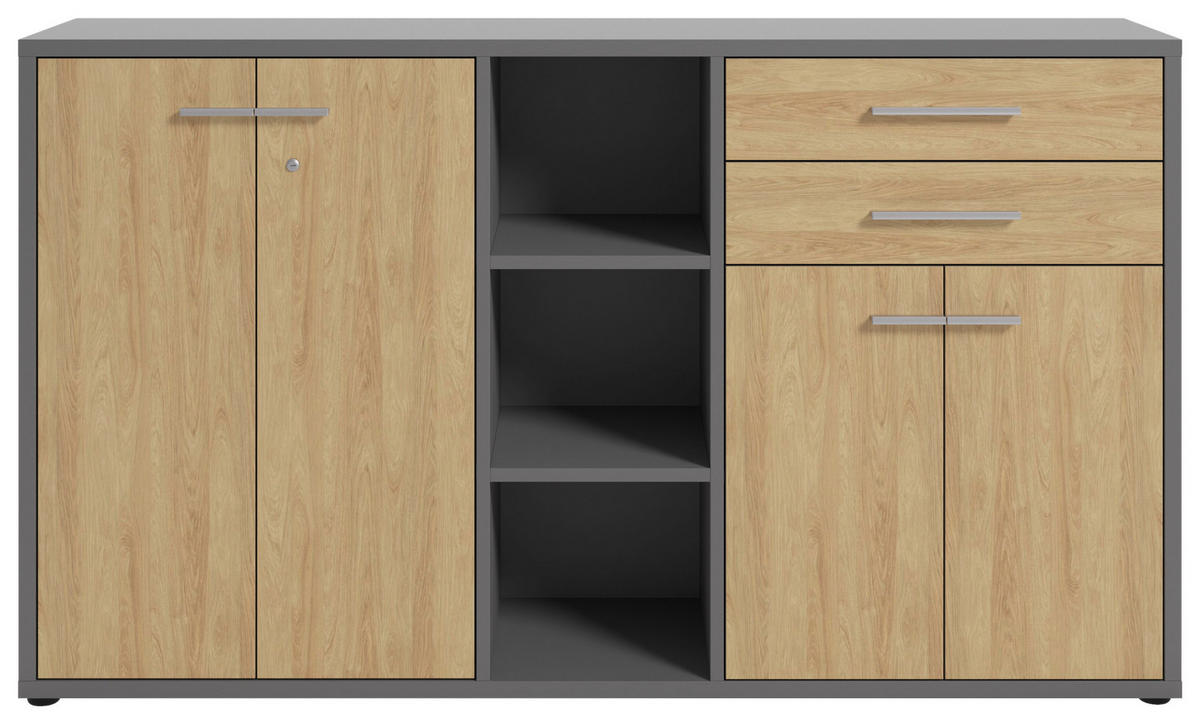 SIDEBOARD Texas  in 191,1/110/40 cm  - Alufarben/Schwarz, MODERN, Holzwerkstoff/Kunststoff (191,1/110/40cm)