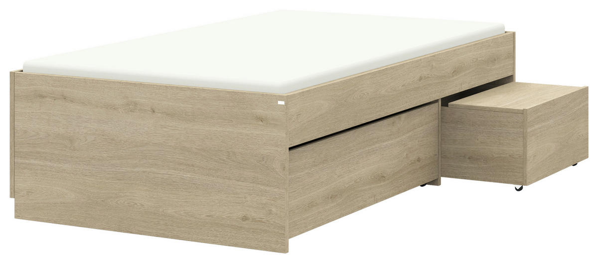 STAURAUMBETT 90/200 cm  in Eichefarben  - Eichefarben, Design, Holzwerkstoff (90/200cm) - Cantus