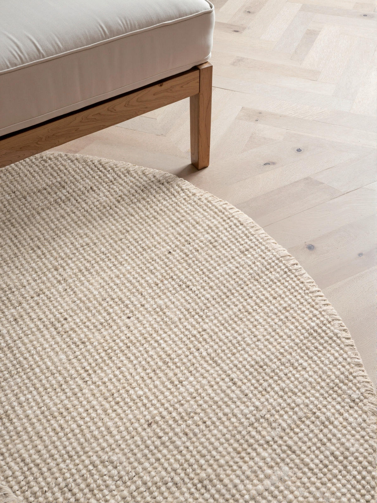 JUTETEPPICH 200 cm Bouclé Weiß rund  - Weiß, KONVENTIONELL, Textil (200cm) - Hanse Home