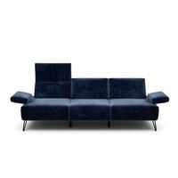3-SITZER-SOFA Samt Dunkelblau  - Schwarz/Dunkelblau, Design, Textil/Metall (234-264/85/86-94cm) - SENSOO