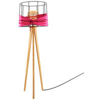 STEHLEUCHTE 50/160 cm    - Silberfarben/Magenta, Natur, Holz/Textil (50/160cm) - Herzblut