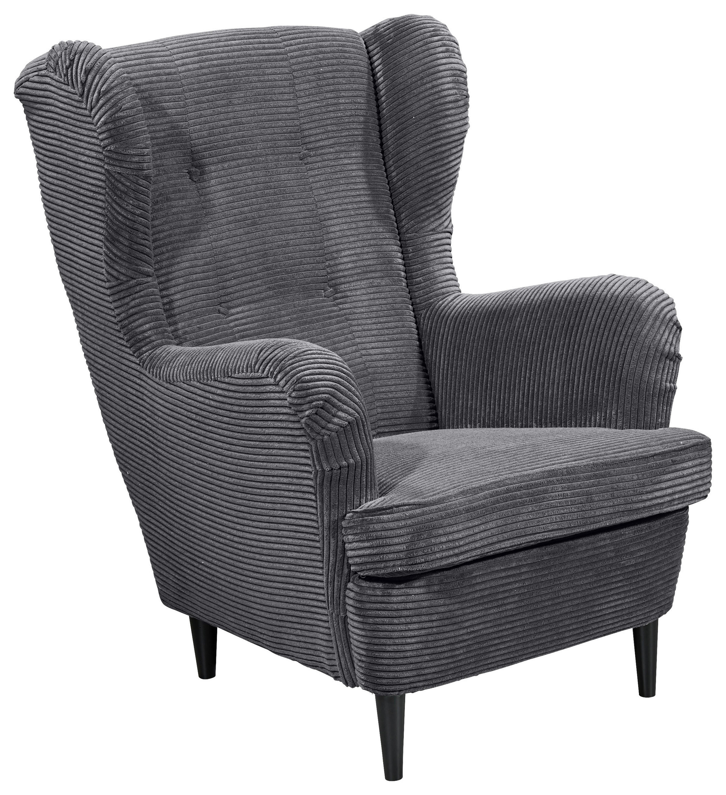 ÖRONLAPPSFÅTÖLJ i manchester mörkgrå  - mörkgrå/svart, Basics, trä/textil (78/102/98cm) - MID.YOU