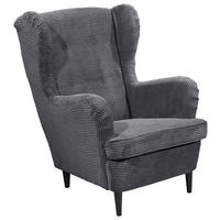 OHRENSESSEL in Cord Dunkelgrau  - Dunkelgrau/Schwarz, Basics, Holz/Textil (78/102/98cm) - MID.YOU