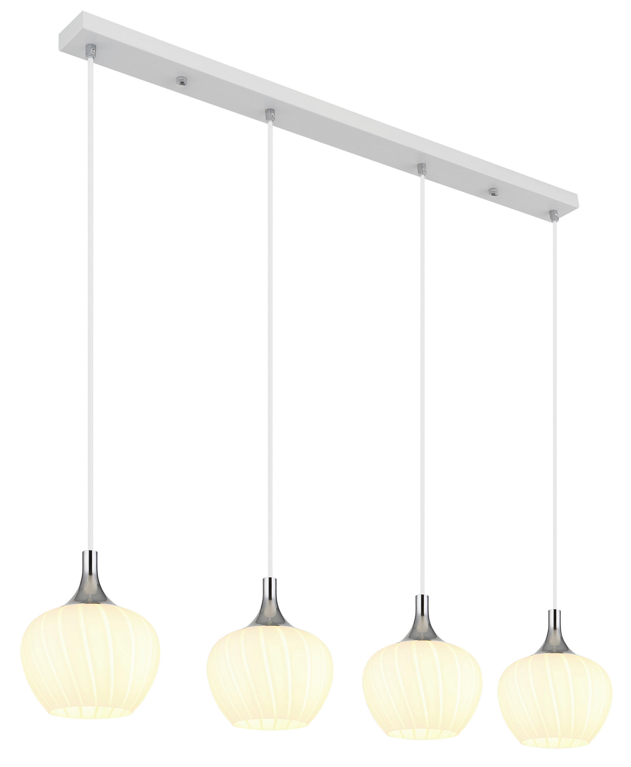 HÄNGELEUCHTE 100/18/120 cm    - Chromfarben/Weiss, Konventionell, Glas/Metall (100/18/120cm) - Globo