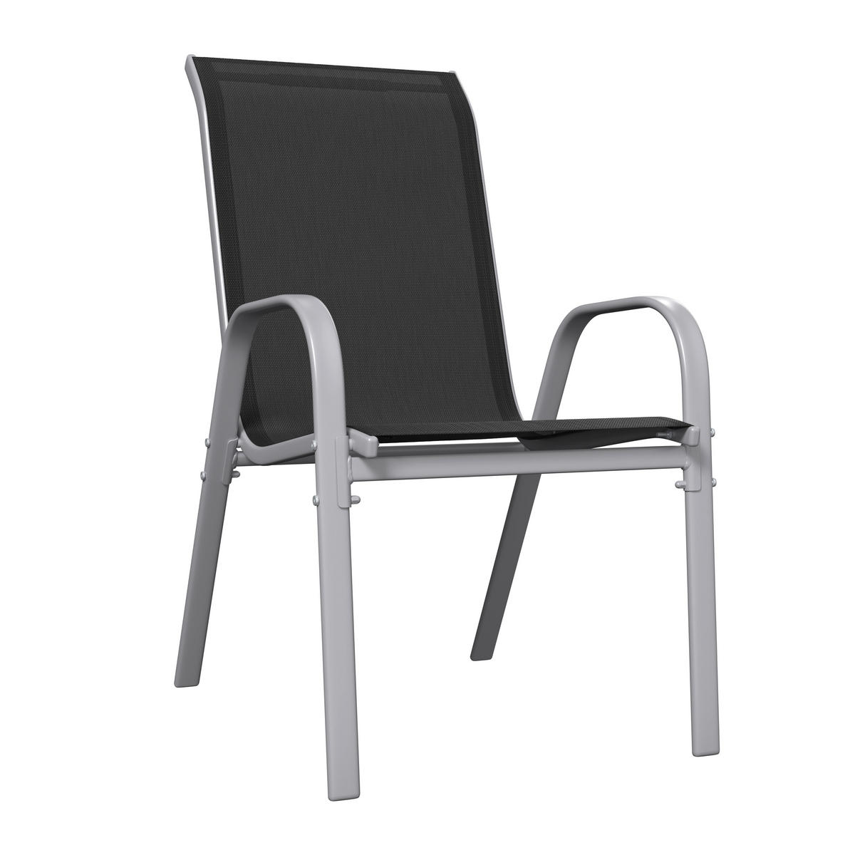 GARTENSESSEL-SET Eisen Schwarz, Silberfarben  - Silberfarben/Schwarz, MODERN, Textil/Metall (54/94/73cm) - Ambia Garden