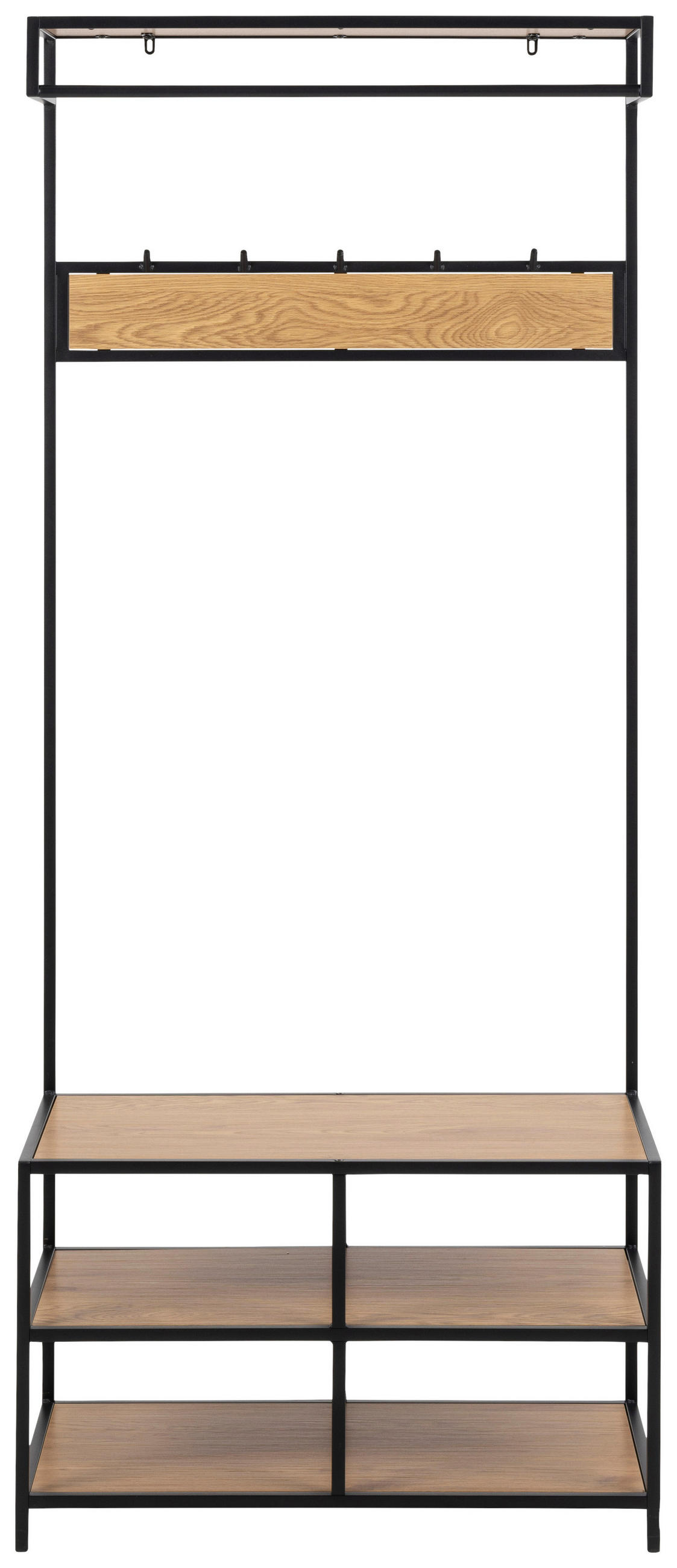 PREDSOBA črna, divji hrast - črna/divji hrast, Trend, kovina/leseni material (77/185/40cm) - MID.YOU