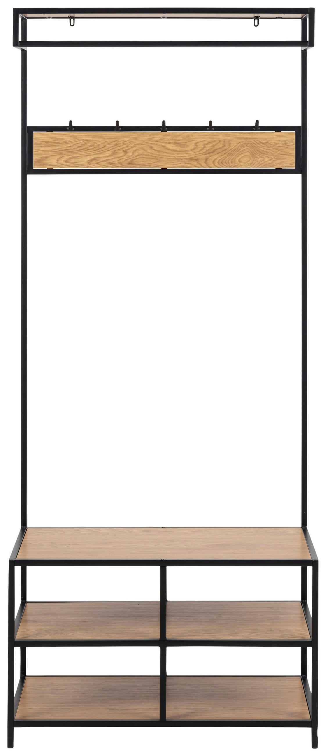 ŠATNA, 77/185/40 cm - divoký dub/černá, Trend, kov/kompozitní dřevo (77/185/40cm) - MID.YOU