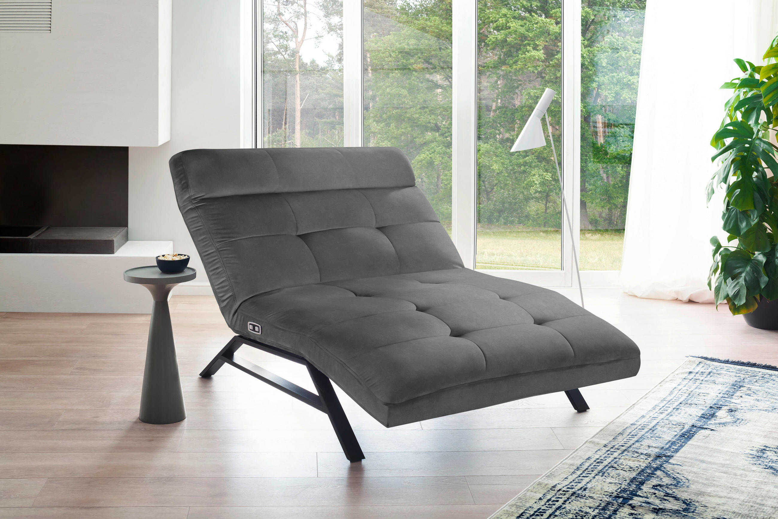 Liege mit motorischer Relaxfkt Mikrofaser Dunkelgrau  - Dunkelgrau/Schwarz, Design, Textil/Metall (120/54-113/158-198cm) - Pure Home Lifestyle