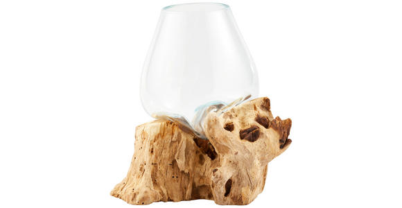 VASE 21 cm  - Klar/Transparent, Natur, Glas/Holz (15/21-22cm) - Ambia Home