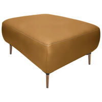 HOCKER Leder Currygelb  - Currygelb/Beige, Natur, Leder/Holz (65/46/55cm) - Valnatura