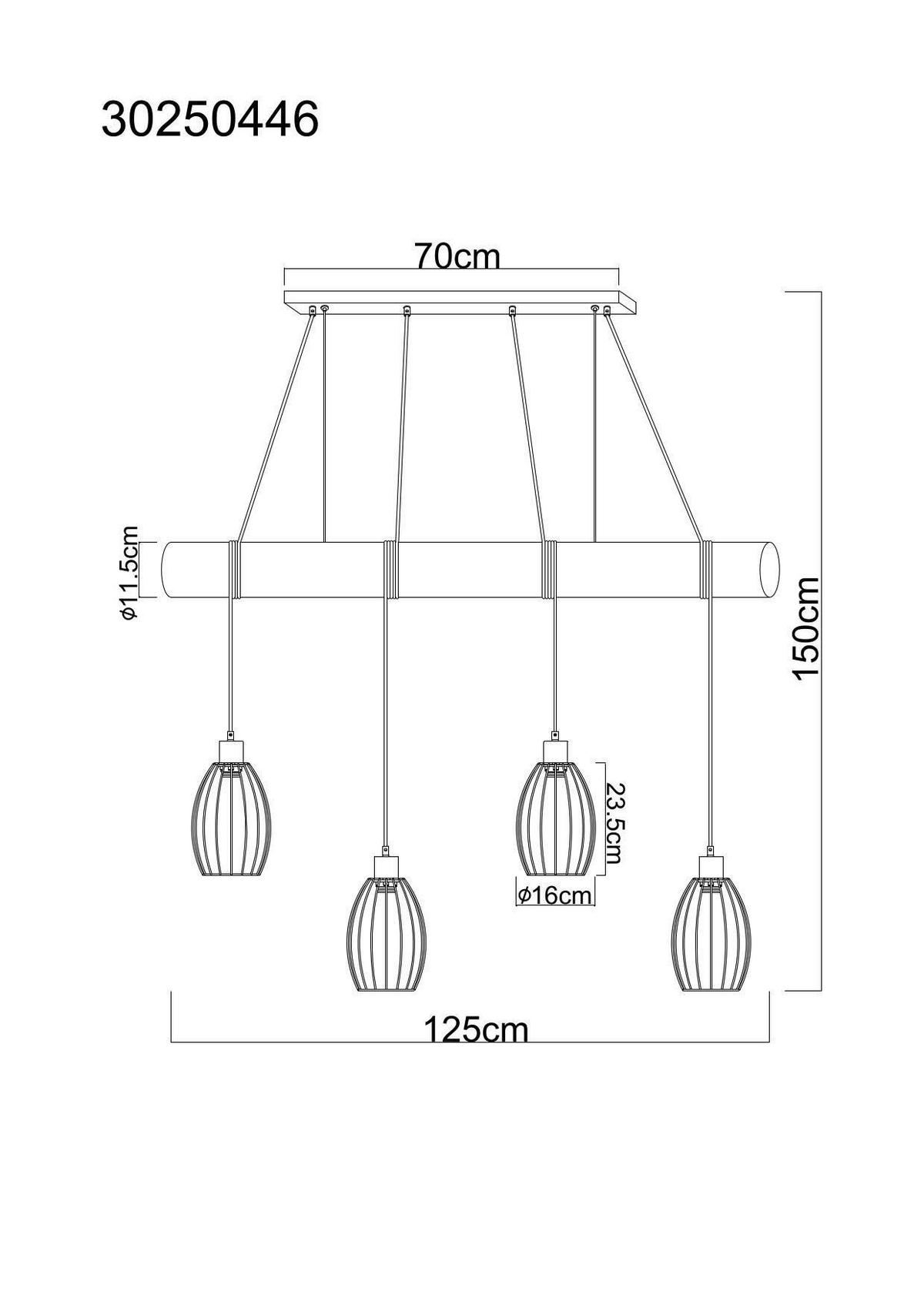 HÄNGELEUCHTE Berti 115/16/150 cm  - Schwarz/Braun, Design, Holz/Kunststoff (115/16/150cm) - Globo