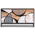 SIDEBOARD Mangoholz massiv Weiß, Schwarz, Braun Einlegeböden  - Schwarz/Weiß, Design, Holz/Holzwerkstoff (140/75/40cm) - Landscape