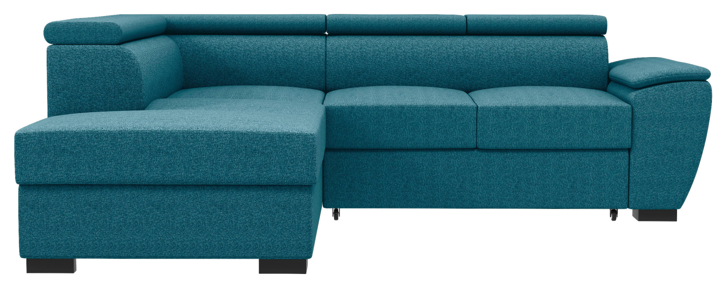 ECKSOFA Petrol Flachgewebe  - Petrol/Schwarz, KONVENTIONELL, Kunststoff/Textil (220/266cm) - Carryhome