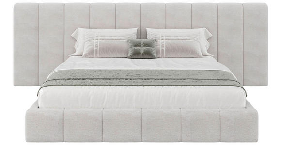 POLSTERBETT gepolstertes Kopfteil, Lattenrost, Bettkasten Beige 160/200 cm  - Beige/Schwarz, Design, Holz/Kunststoff (160/200cm) - Carryhome