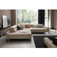 ECKSOFA in Cord Taupe  - Taupe/Schwarz, KONVENTIONELL, Textil/Metall (219/311cm) - Hom`in