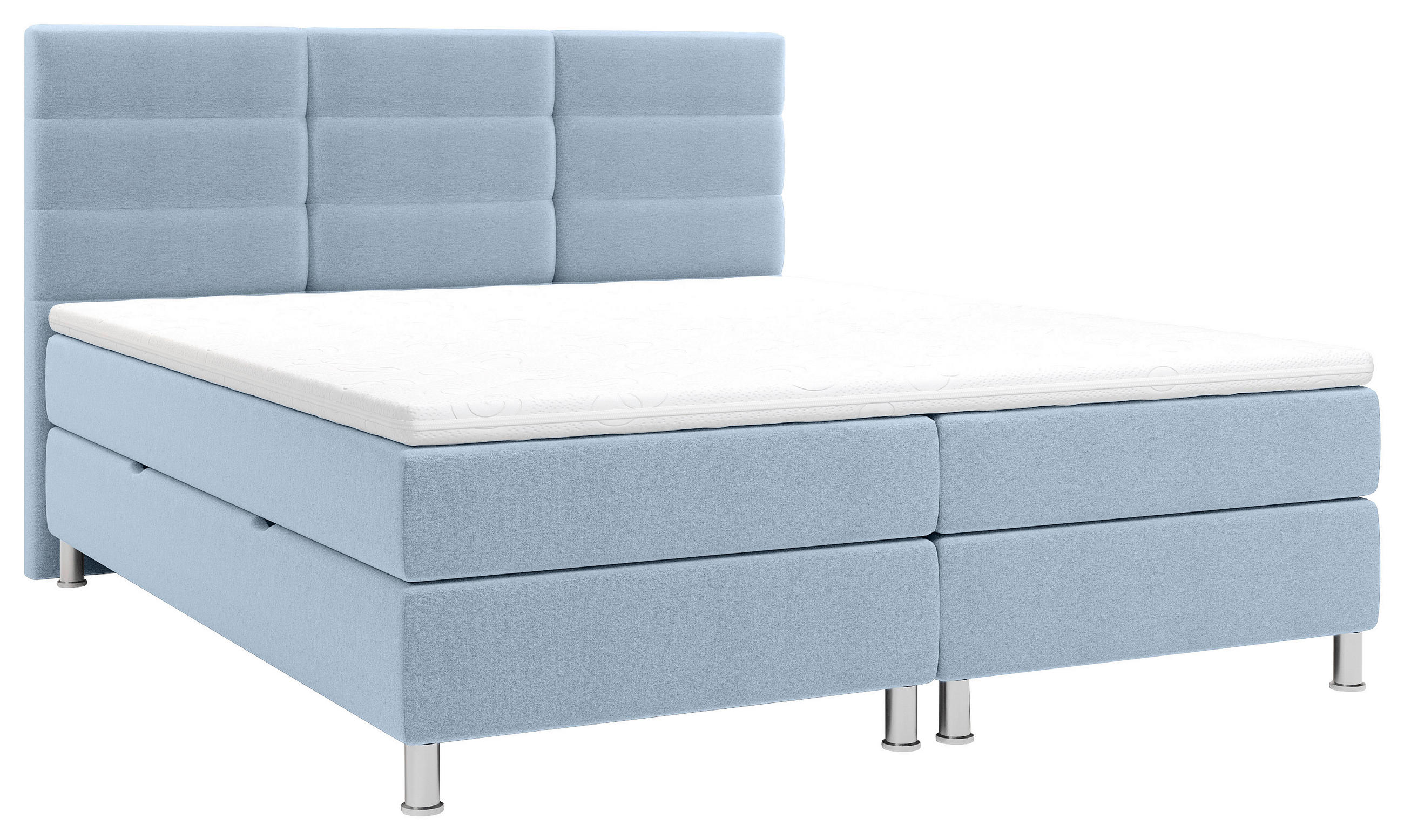 BOXBETT 160/200 cm,  in Blau, Matratze, Bettkasten, Topper, H2 = mittel  - Chromfarben/Blau, KONVENTIONELL, Textil/Metall (160/200cm) - Carryhome
