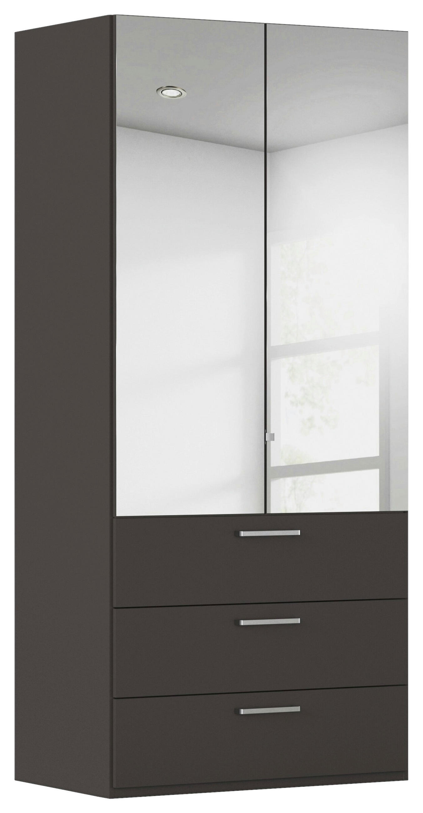 DREHTÜRENSCHRANK 101/235/61 cm,  in Graphitfarben, 2-türig  - Chromfarben/Edelstahlfarben, Basics, Glas/Holzwerkstoff (101/235/61cm) - Novel