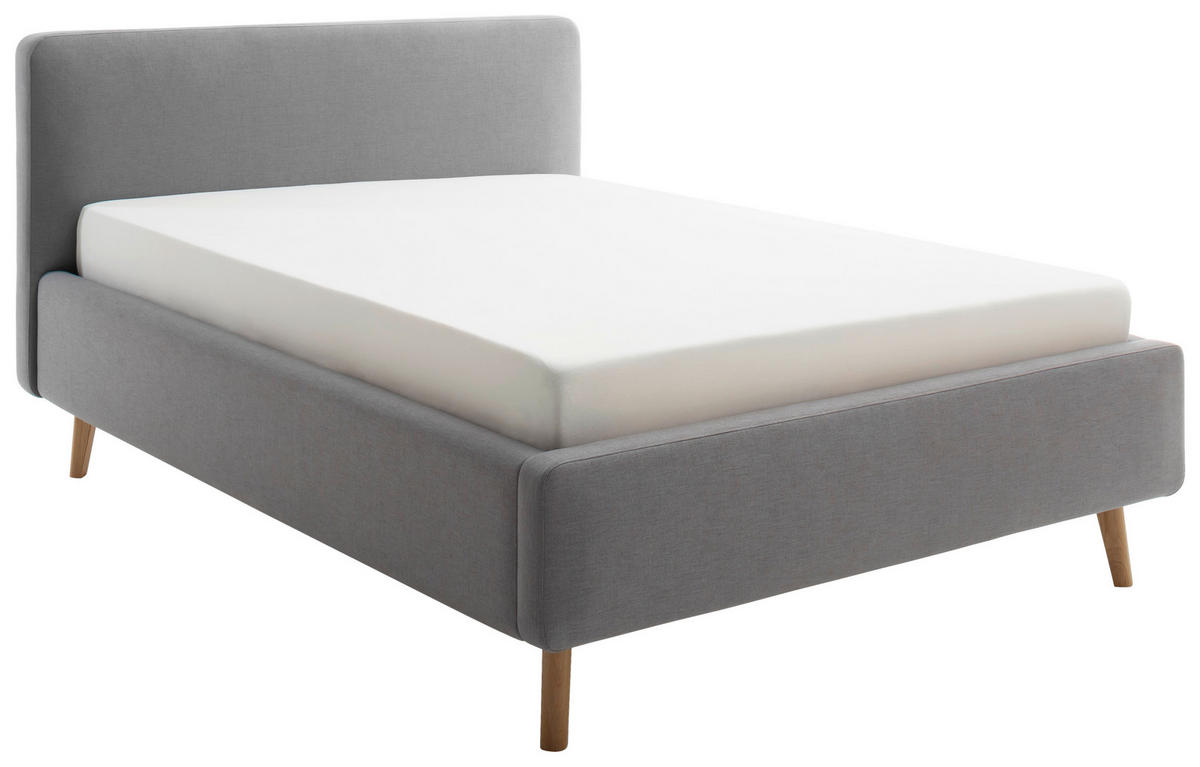 POLSTERBETT Lattenrost, Bettkasten Hellgrau 140/200 cm  - Eichefarben/Hellgrau, Design, Holz/Textil (140/200cm) - Livetastic