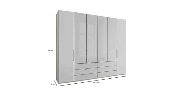 DREHTÜRENSCHRANK 250/216/58 cm 6-türig  - Chromfarben/Weiß, KONVENTIONELL, Glas/Holzwerkstoff (250/216/58cm) - Dieter Knoll